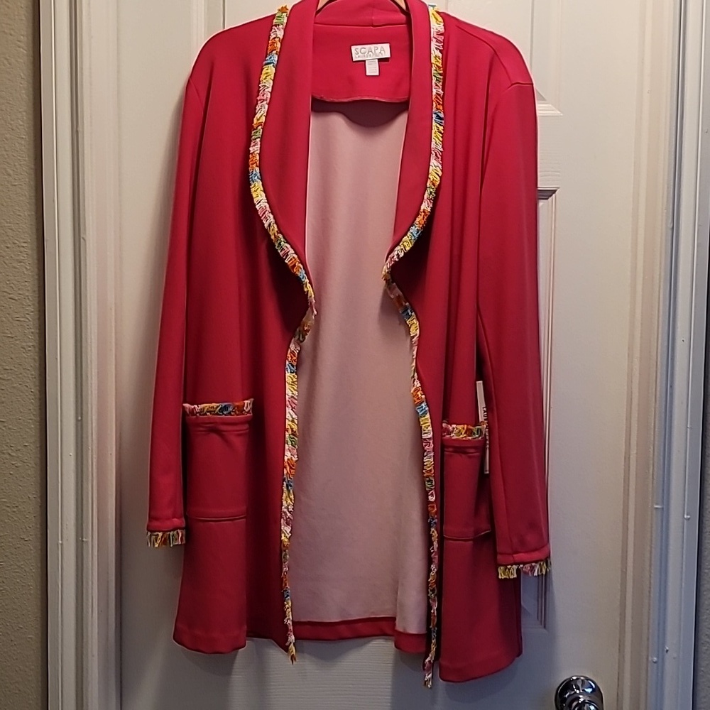 Scarpa Lauren Pierre Fuchsia Blazer with Colorful Trim Size Large Nwt - Picture 2 of 10